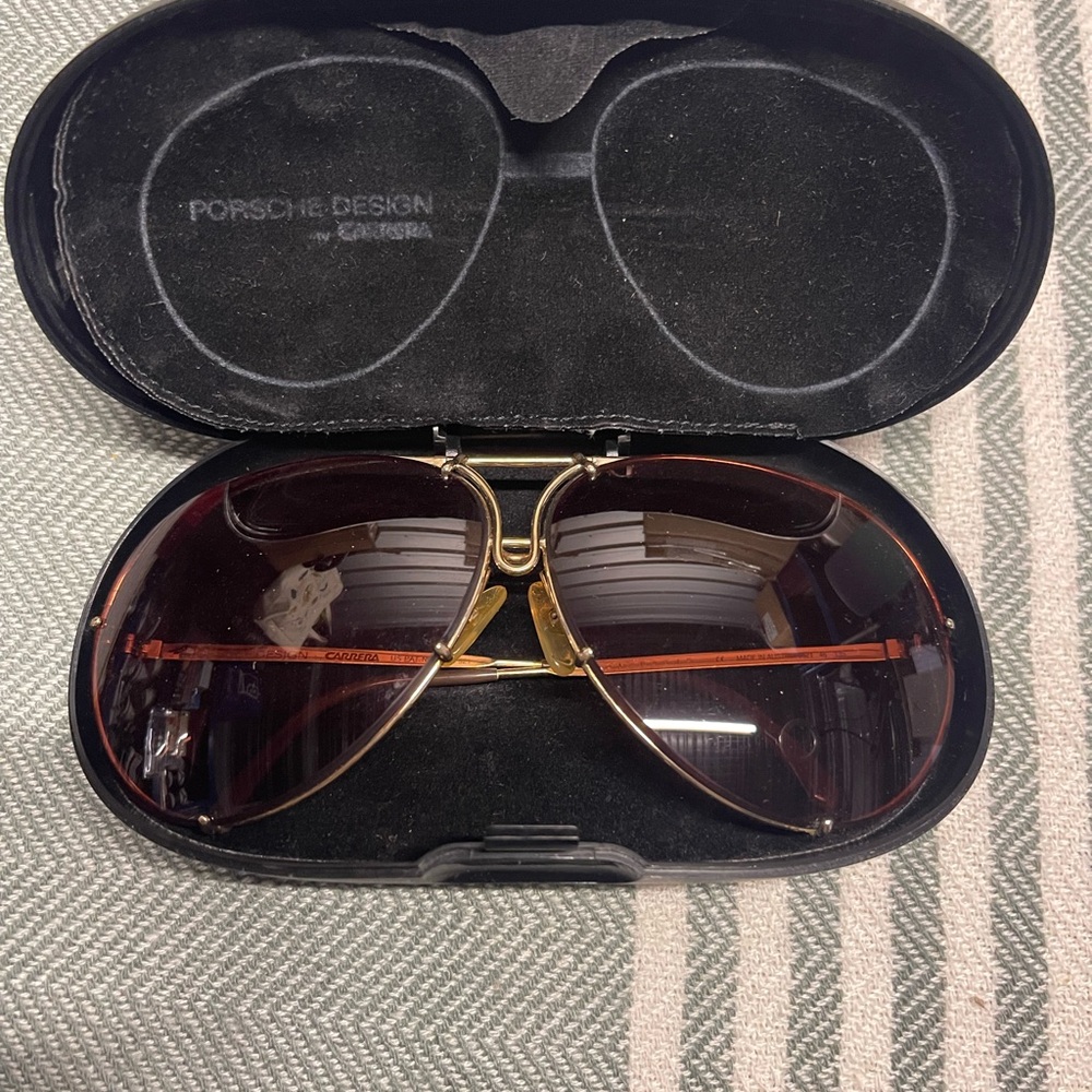 Vintage Porsche Design by Carrera Gold Aviator Sunglasses with‎ Brown Lenses